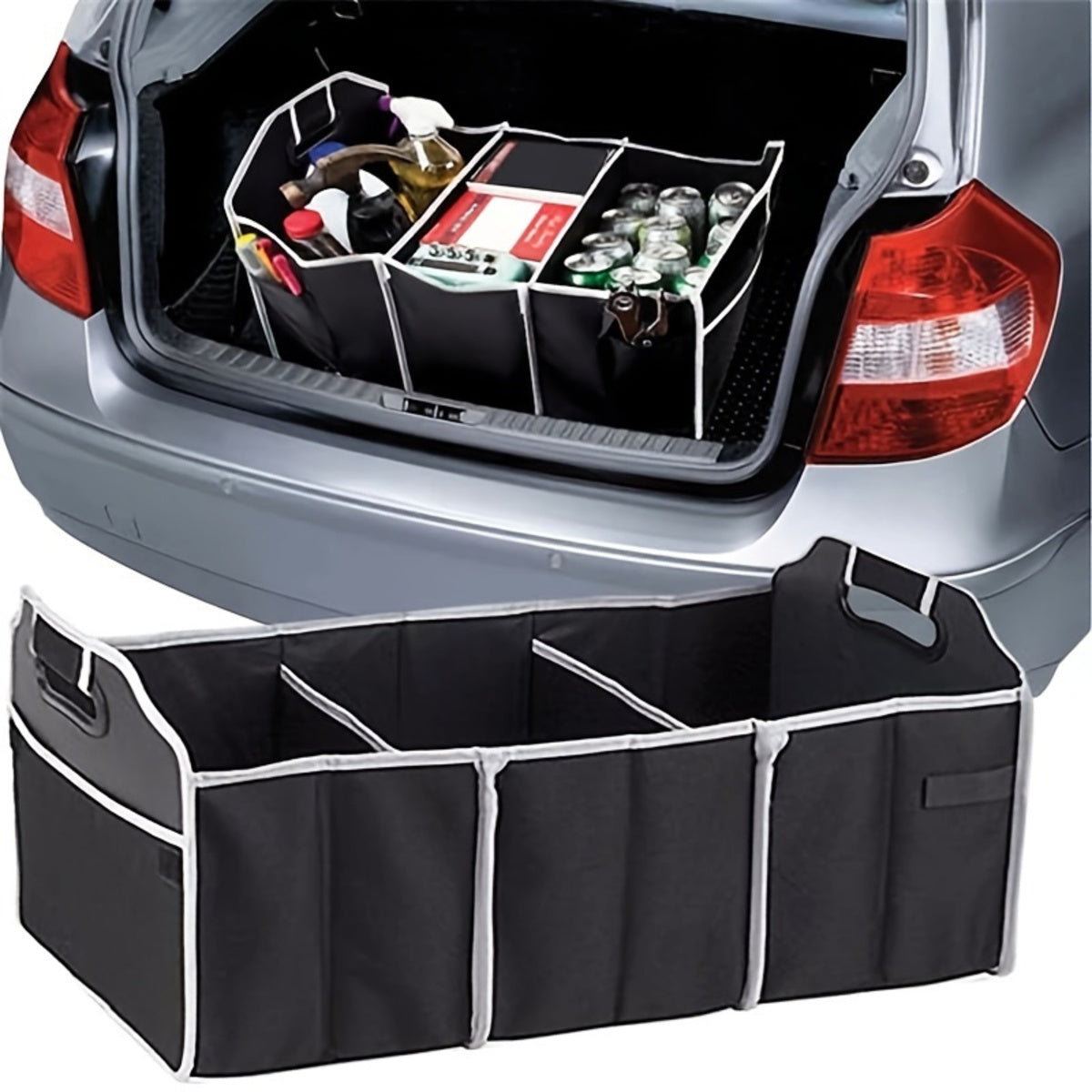 Foldable Car Trunk Organizer – Multi Compartment Storage