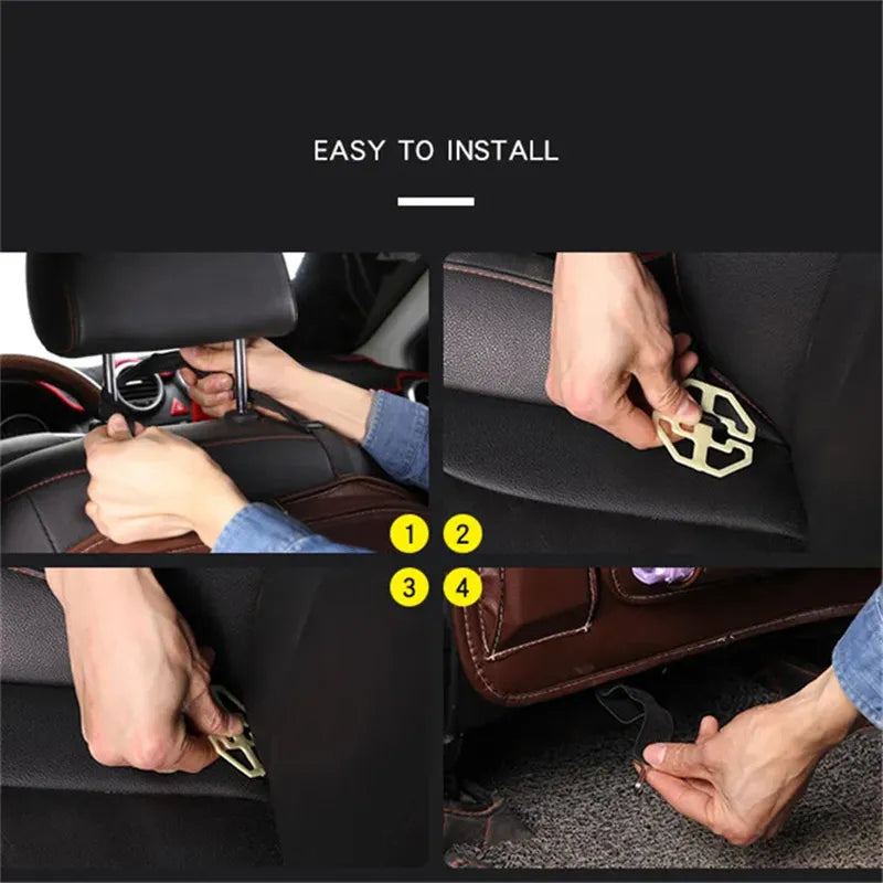 PU Leather Car Seat Back Organizer & Storage Bag